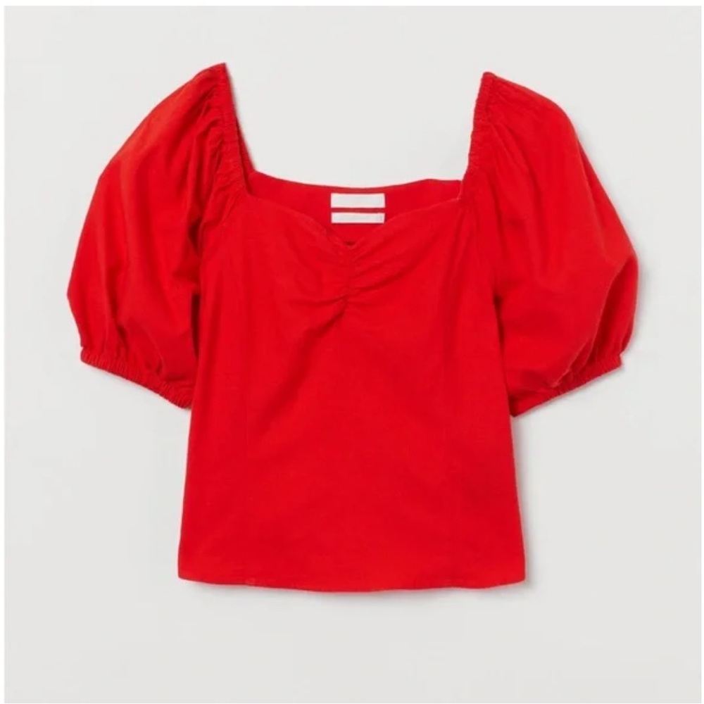 H&M red puff sleeve top